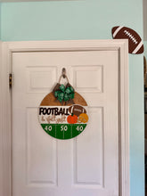 Load image into Gallery viewer, Football Shaped Door Corner Sign – Game Day Football Décor