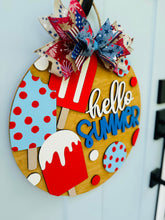 Load image into Gallery viewer, Hello Summer Patriotic Door Sign