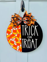 Load image into Gallery viewer, Trick or Treat Candy Corn Door Sign
