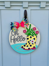 Load image into Gallery viewer, Oh Hello Rainboots Door Hanger