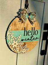 Load image into Gallery viewer, Hello Winter Snowflake Door Hanger