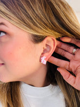 Load image into Gallery viewer, Pink Gingham Bunny Earrings
