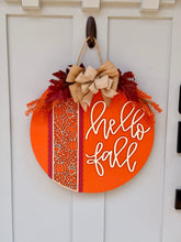 Load image into Gallery viewer, Hello Fall Pumpkin Door Hanger