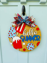 Load image into Gallery viewer, Hello Summer Patriotic Door Sign