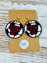 Load image into Gallery viewer, City Soccer Ball Dangle Earrings