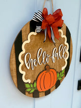 Load image into Gallery viewer, Hello Fall Striped Door Hanger