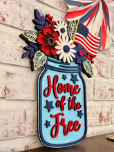 Load image into Gallery viewer, Home of the Free Mason Jar Sign