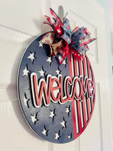Load image into Gallery viewer, Stars and Stripes Welcome Door Sign