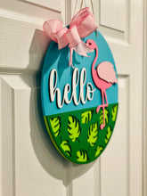 Load image into Gallery viewer, Turquoise Flamingo Door Sign