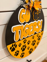 Load image into Gallery viewer, Go Tigers Paw Print Door Sign
