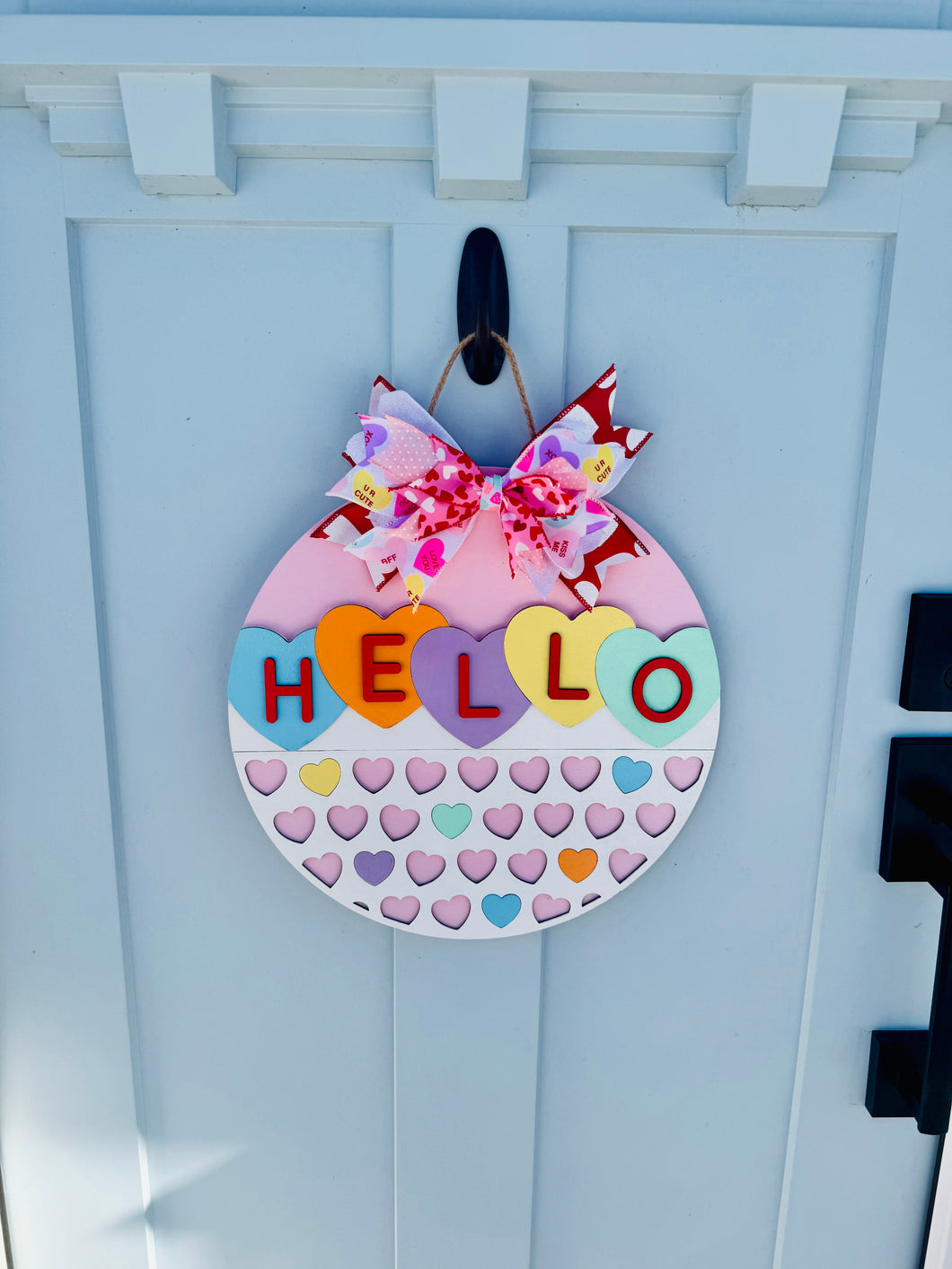 Hello Candy Heart Door Hanger