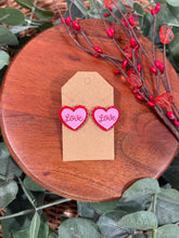 Load image into Gallery viewer, Valentine “Love” Double Heart Stud Earrings – Nickel Free
