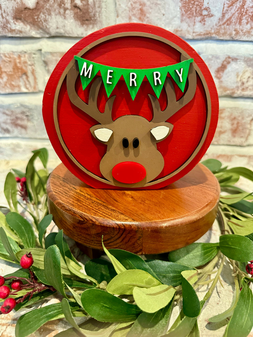 Merry Reindeer 3D Round