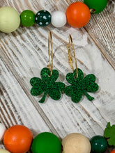 Load image into Gallery viewer, Shamrock on a Hoop Earrings
