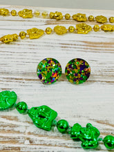Load image into Gallery viewer, Mardi Gras Glitter Circle Earrings
