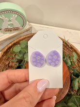 Load image into Gallery viewer, Floral Engraved Easter Egg Earrings
