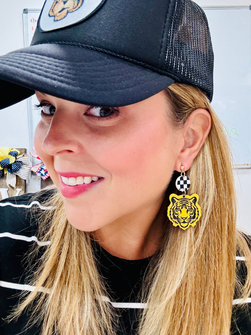 Tiger dangle earrings