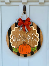 Load image into Gallery viewer, Hello Fall Striped Door Hanger
