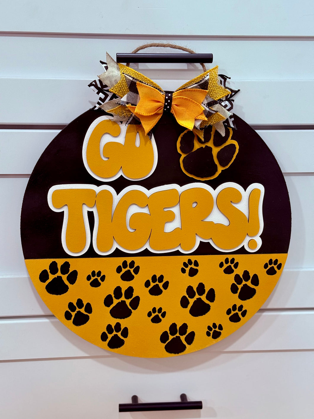 Go Tigers Paw Print Door Sign