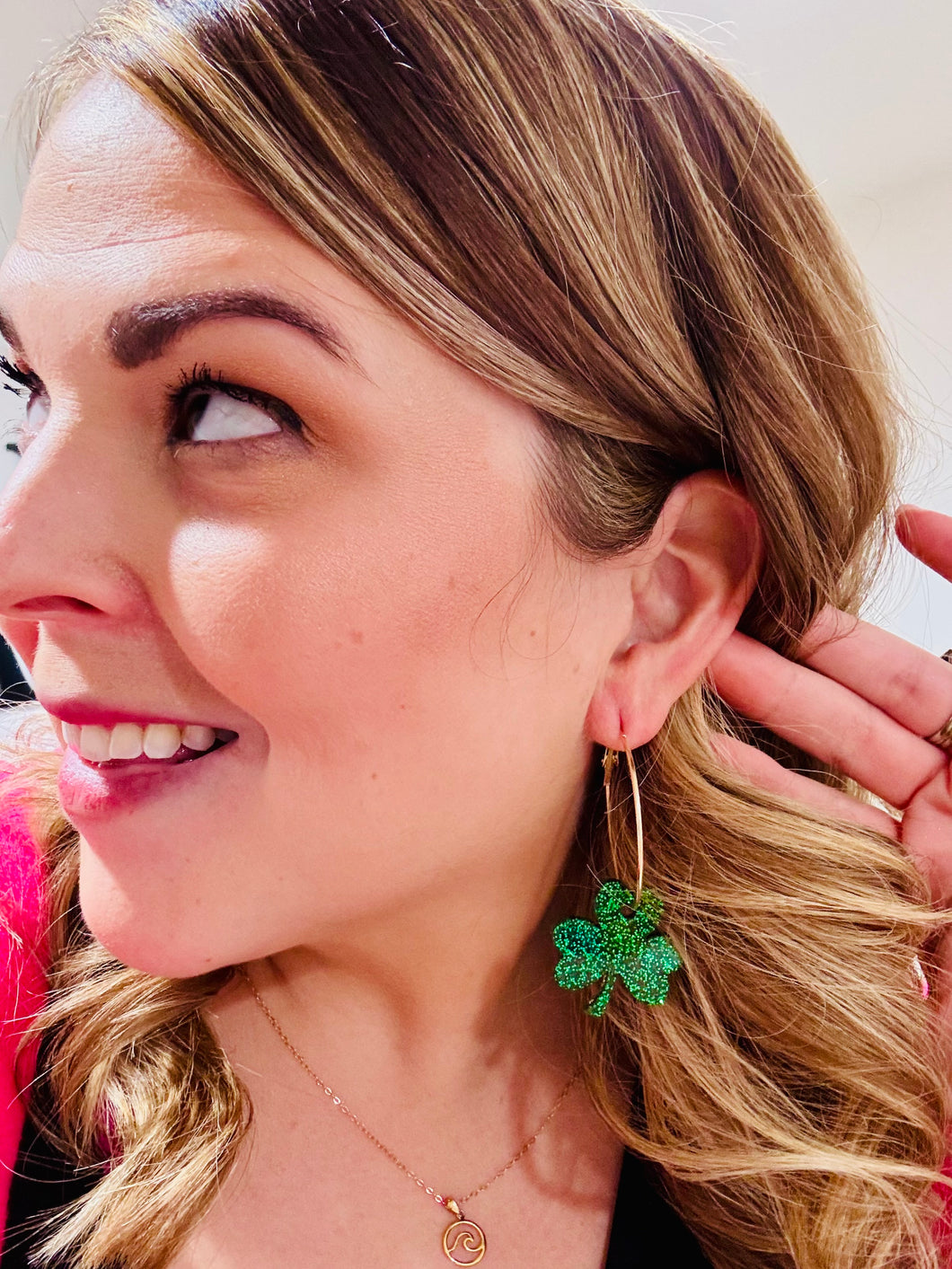 Shamrock on a Hoop Earrings