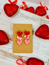 Load image into Gallery viewer, 3 Hearts in a Row Earrings
