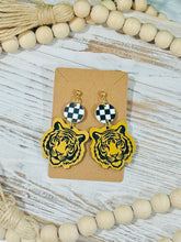 Load image into Gallery viewer, Tiger dangle earrings
