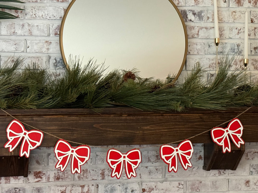 Wooden Red Bows Banner