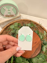 Load image into Gallery viewer, Floral Engraved Easter Egg Earrings
