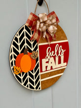Load image into Gallery viewer, Hello Fall Pumpkin Door Sign
