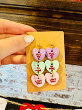 Load image into Gallery viewer, Candy Hearts Dangle Earrings
