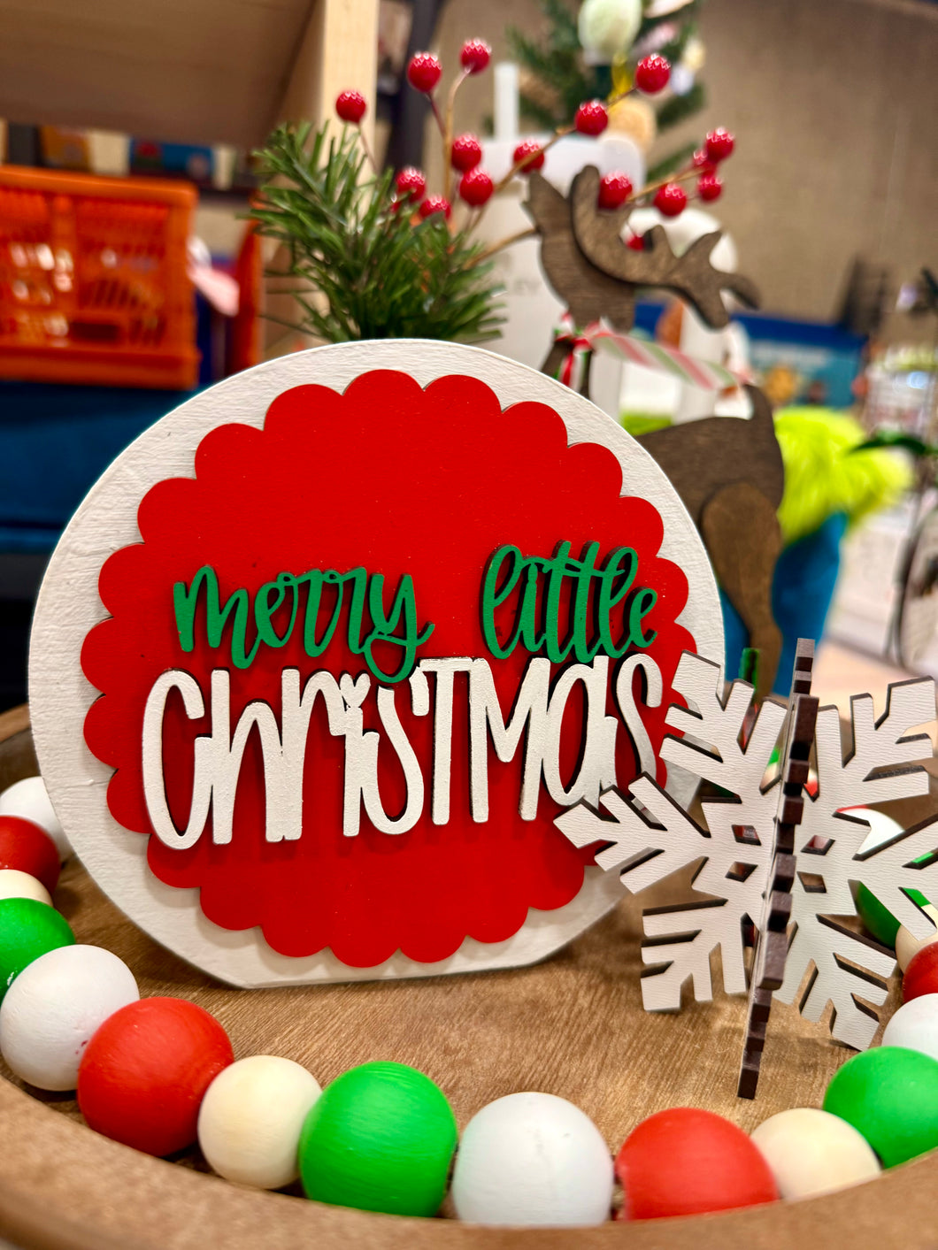 Merry Little Christmas 3D Round Block