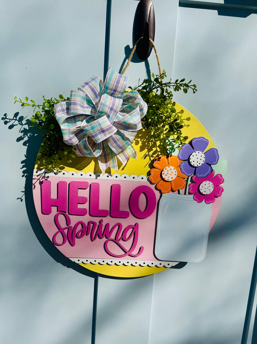 Hello Spring Mason Jar Door Hanger