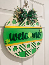 Load image into Gallery viewer, Welcome Shamrock Door Sign
