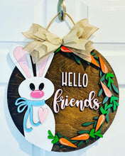 Load image into Gallery viewer, Hello Friends Bunny Door Sign

