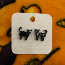 Load image into Gallery viewer, Walking Black Cat Earrings
